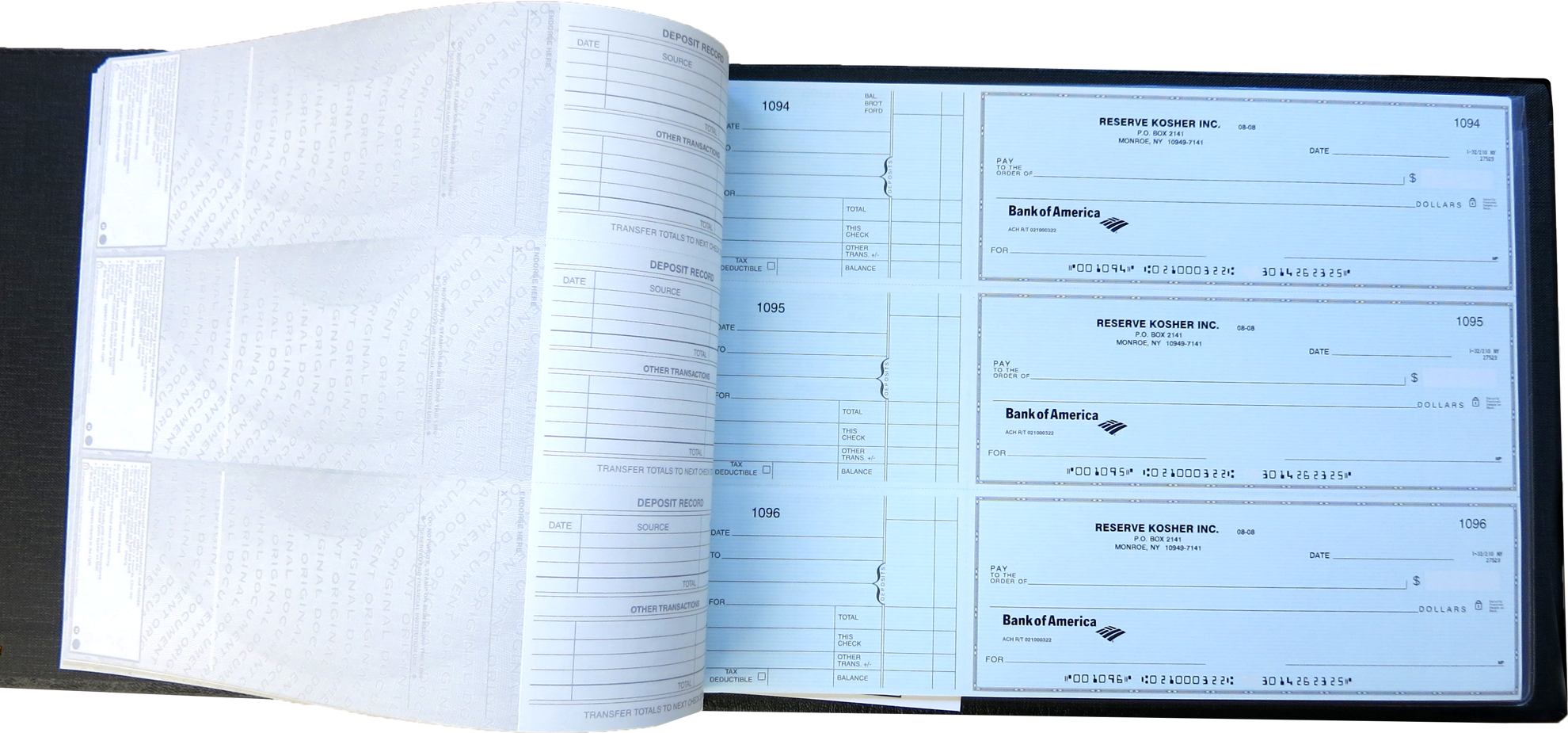 7‑Ring Check Book Binder - Black Vinyl Cover